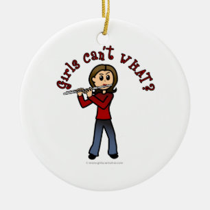 Light Female Flute Player Ceramic Ornament