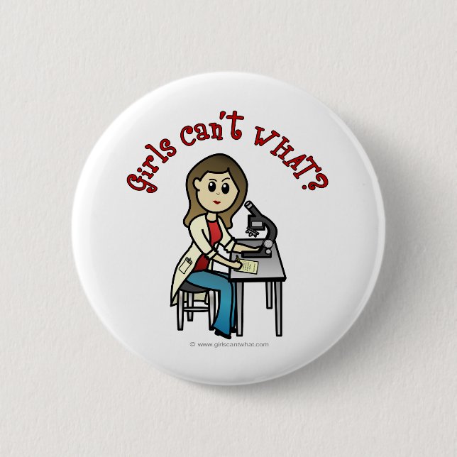 Light Female Scientist 2 Inch Round Button (Front)