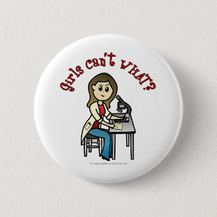 Light Female Scientist 2 Inch Round Button