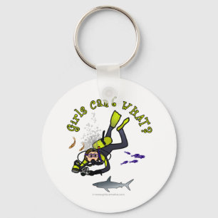 Light Female Scuba Diver Keychain