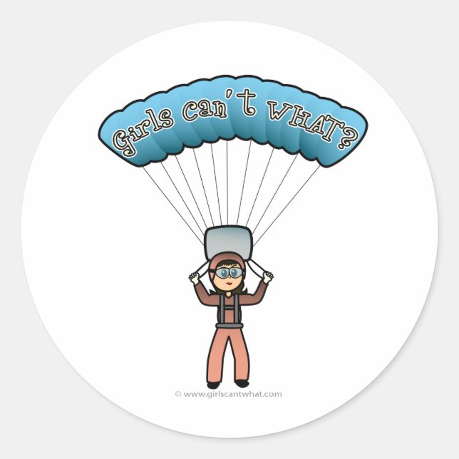Light Female Sky Diver Classic Round Sticker (Front)