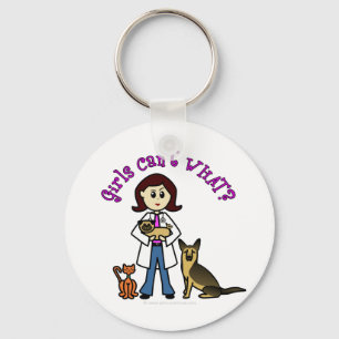 Light Female Veterinarian Keychain
