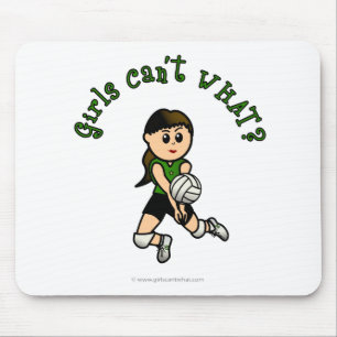 Light Female Volleyball Player in Green Uniform Mouse Pad
