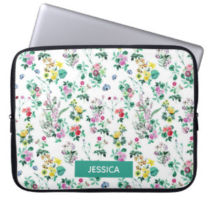 Light Floral Pattern Laptop Personalised Laptop Sleeve