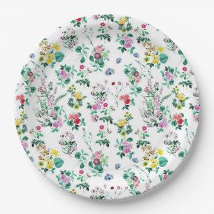 Light Floral Pattern Paper Plate