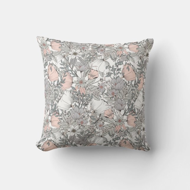 Light Floral Pattern Throw Pillow (Front)