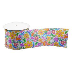 light floral ribbon satin ribbon