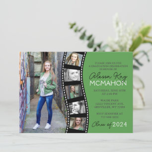 Light Forest Green Filmstrip 6 Photo Graduation Invitation