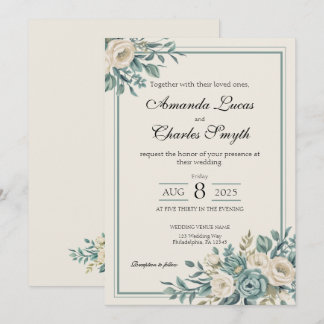 Light Formal Floral Wedding Invitation