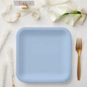 Light French Blue Solid Paper Plate