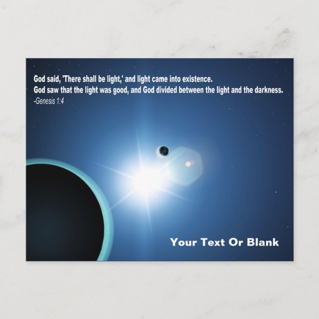 Light From Darkness - Genesis 1:4 Postcard (Front)