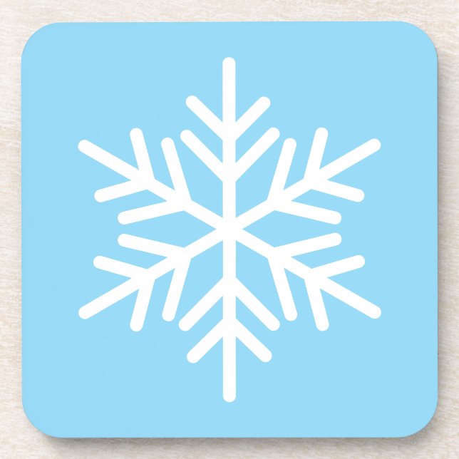 Light Frost Blue Background White Nordic Snowflake Coaster (Front)