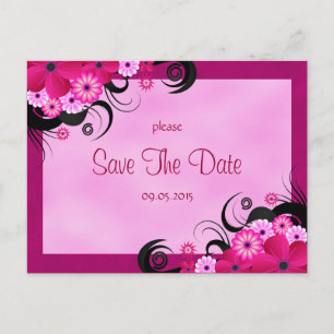 Light Fuchsia Floral Save The Date Announcement Postcard