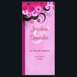 Light Fuchsia Floral Wedding Program Template Card<br><div class="desc">© Sunny Mars Designs - Floral Hibiscus: Soft Light Fuchsia Magenta Wedding Program Rackcards - This fully customizable custom wedding programme template features an illustration of a dark pink,  purple or fuschia swirly hibiscus floral decoration.  Personalize it by adding your wedding party and wedding ceremony details.</div>