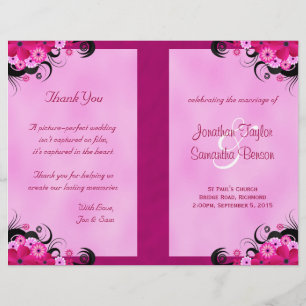 Light Fuchsia Floral Wedding Program Templates