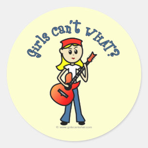 Light Girl Guitar Player Classic Round Sticker