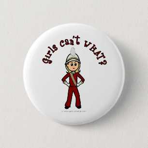 Light Girl in Red Marching Band Uniform 2 Inch Round Button