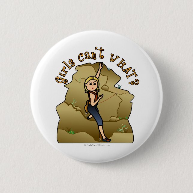 Light Girl Rock Climber 2 Inch Round Button (Front)