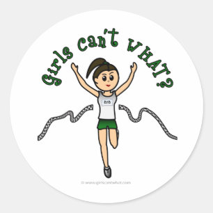 Light Girl Runner in Green Uniform Classic Round Sticker