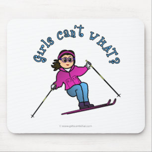 Light Girl Snow Skiing Mouse Pad