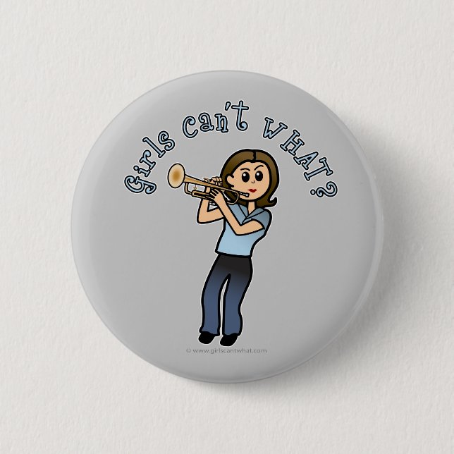 Light Girl Trumpet Player 2 Inch Round Button (Front)