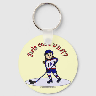 Light Girls Hockey Player Keychain
