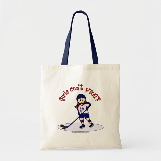 Light Girls Hockey Player Tote Bag (Front)