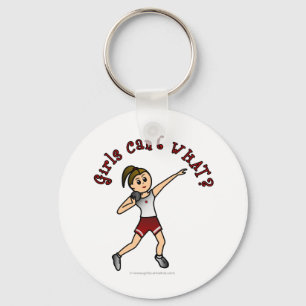 Light Girls Shot Put in Red Uniform Keychain