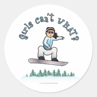 Light Girls Snowboarding Classic Round Sticker