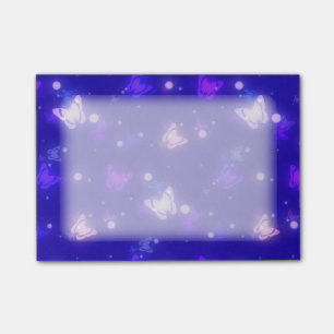 Light Glow Butterflies Dark Blue Design Post-it Notes