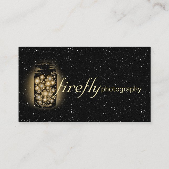 Light Glowing Jar Of Fireflies With Night Stars Business Card (Front)