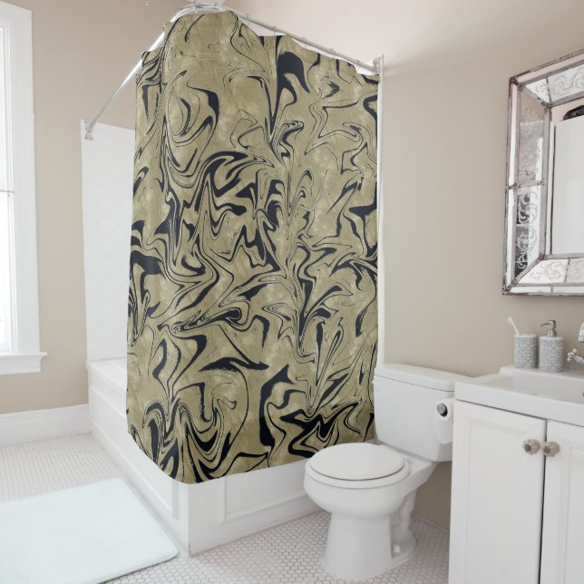 Light Gold & Black Elegant Glam Marble Swirl (In Situ)