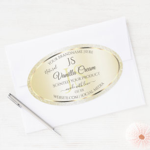 Light Gold Cream Glitter Product Labels Initials