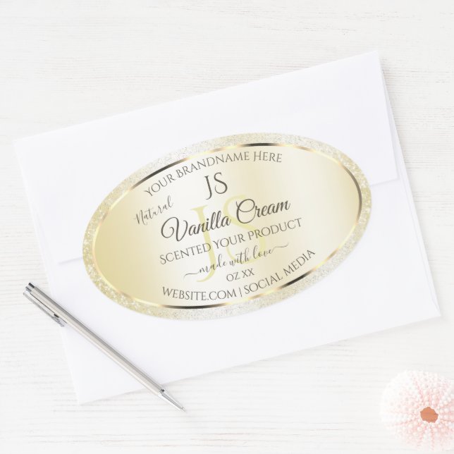 Light Gold Cream Glitter Product Labels Initials (Envelope)