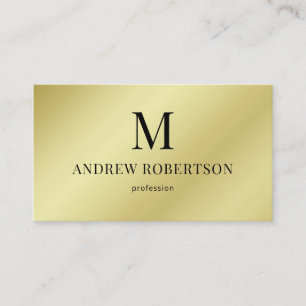 Light Gold Faux Metallic QR Code Monogram Business Card