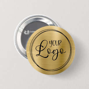 Light Gold Foil Your Business Logo Here 2 Inch Round Button