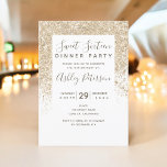 light gold glitter typography white girly Sweet 16 Invitation<br><div class="desc">light gold glitter sparkles ombre colour block typography Sweet sixteen birthday on customizable white chic Sweet 16.</div>