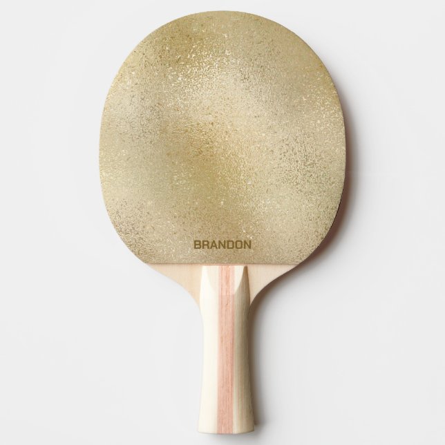Light gold iridescent shimmering glass texture ping pong paddle (Front)