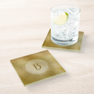 Light gold iridescent texture background glass coaster