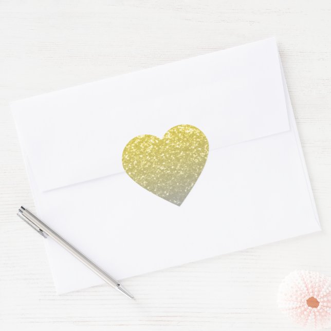 Light gold silver grey ombre faux sparkles heart sticker (Envelope)