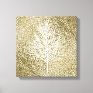 light gold sparkle sparkling glitter glow tree   canvas print