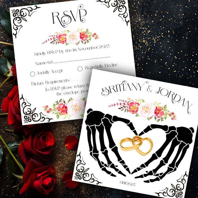 Light Gothic Skeleton Hands RSVP Card (Creator Uploaded)