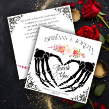 Light Gothic Skeleton Hands Wedding Thank You Card