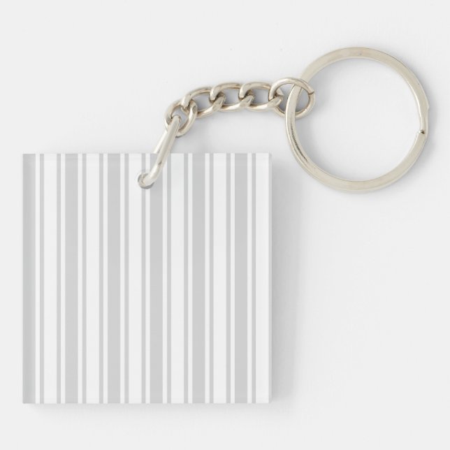 Light gray and white candy stripes keychain (Back)