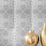 Light Gray And White Ornate Elegant Damask Pattern Tile<br><div class="desc">Elegant and unique decorative tile design featuring a white damask pattern on a light gray background.</div>