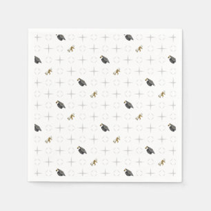 Light Gray Graduation Caps and Diploma Pattern Napkin