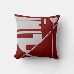 Light Gray on Dark Red Geometric Shapes Abstract Throw Pillow