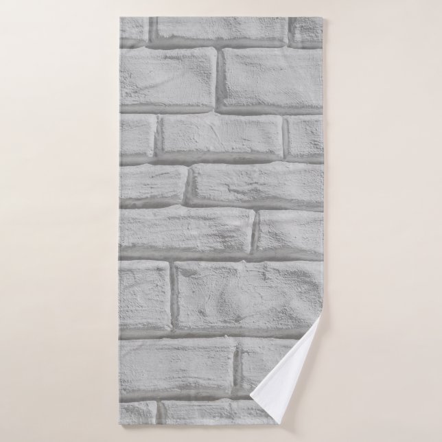 Light gray or white brick wall surface texture bac bath towel (Bath Towel)