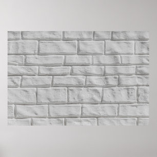 Light gray or white brick wall surface texture bac poster