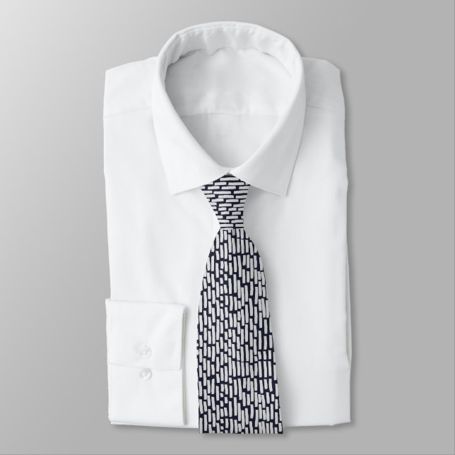 Light Gray Strokes on Dark Blue B Tie (Tied)